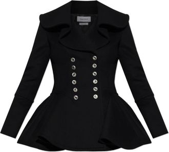 Alexander McQueen Waterfall Collar Coat - Dames - Mantel - Zwart - M - Wol - Jassen