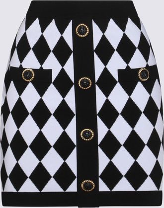 Balmain Black And White Mini Skirt