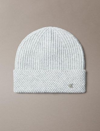 Calvin Klein Gorro De Punto De Mezcla De Lana Con Monograma