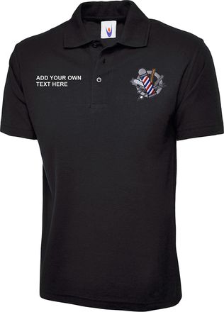 Generic Personalised Custom Embroidered Barber Hairdresser Uniform Workwear T Polo Shirt from S to 4XL (Black, L, l)