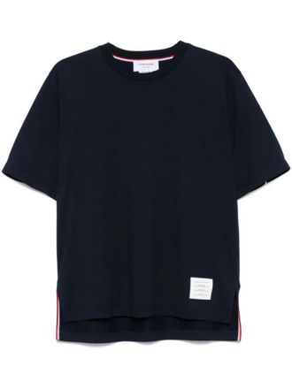 Thom Browne Navy Blue Crewneck Logo T-Shirt