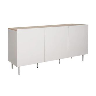 Sweeek Aparador de metal y decoraci&oacute;n de madera 3 puertas, 150cm, beige