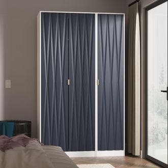 Welcome Furniture Glitz Ready Assembled Tall Triple Plain Wardrobe in Indigo Matt & White - Welcome Furniture | TJ Hughes
