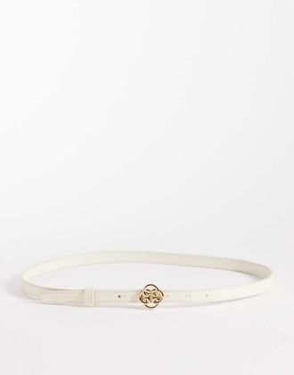 GANT Cintura sottile in vera pelle color sabbia con fibbia oro-Neutro