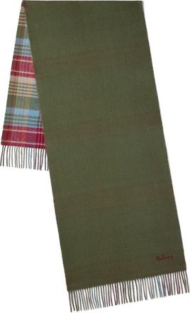 Mulberry Large Reversible Heritage Check Scarf in Moss-Sky Blue at Nordstrom