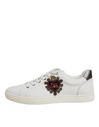 Dolce & Gabbana White Sacred Heart Men Low Top Sneakers Mens Shoes