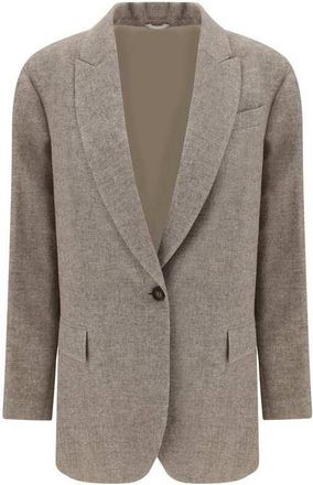 Brunello Cucinelli Sand Wool Relaxed Jacket, Brand Size 36 (US Size 2)