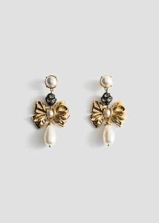Mango Orecchini pendenti fiocco oro - Donna - Taglia unica - MANGO