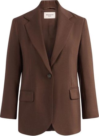 Max Mara Enkelrijige blazer van wolstof - Dames - Blazers - Bruin - L - Wol - Jassen