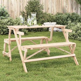 vidaXL Mesa De Picnic Bancos 2 En 1 Convertible Madera Maciza Abeto Vidaxl