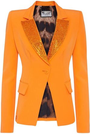 Philipp Plein Stretch Cady Avondblazer - Dames - Blazers - Oranje - XS - Leer - Jassen