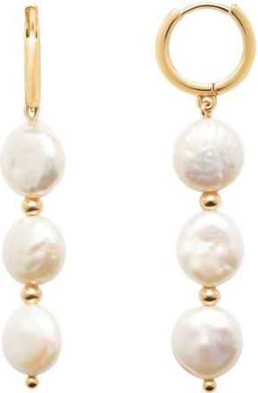 Made by Mary Laurel Pearl Drop Hoop Earrings in Gold Plated at Nordstrom