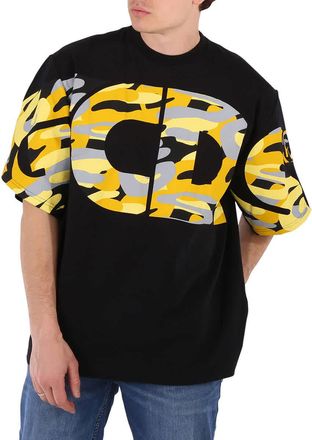 GCDS Mens Camouflage Logo Crewneck Cotton T-shirt