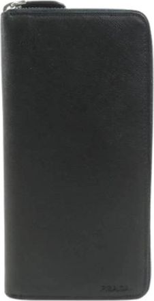 Prada Pre-owned Long wallet (bi-fold) - Heren - Vintage Accessoires - Zwart - ONE Size - Leer - Vintage