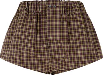 Marni Purple Checkered High-Waist Poplin Chino Shorts
