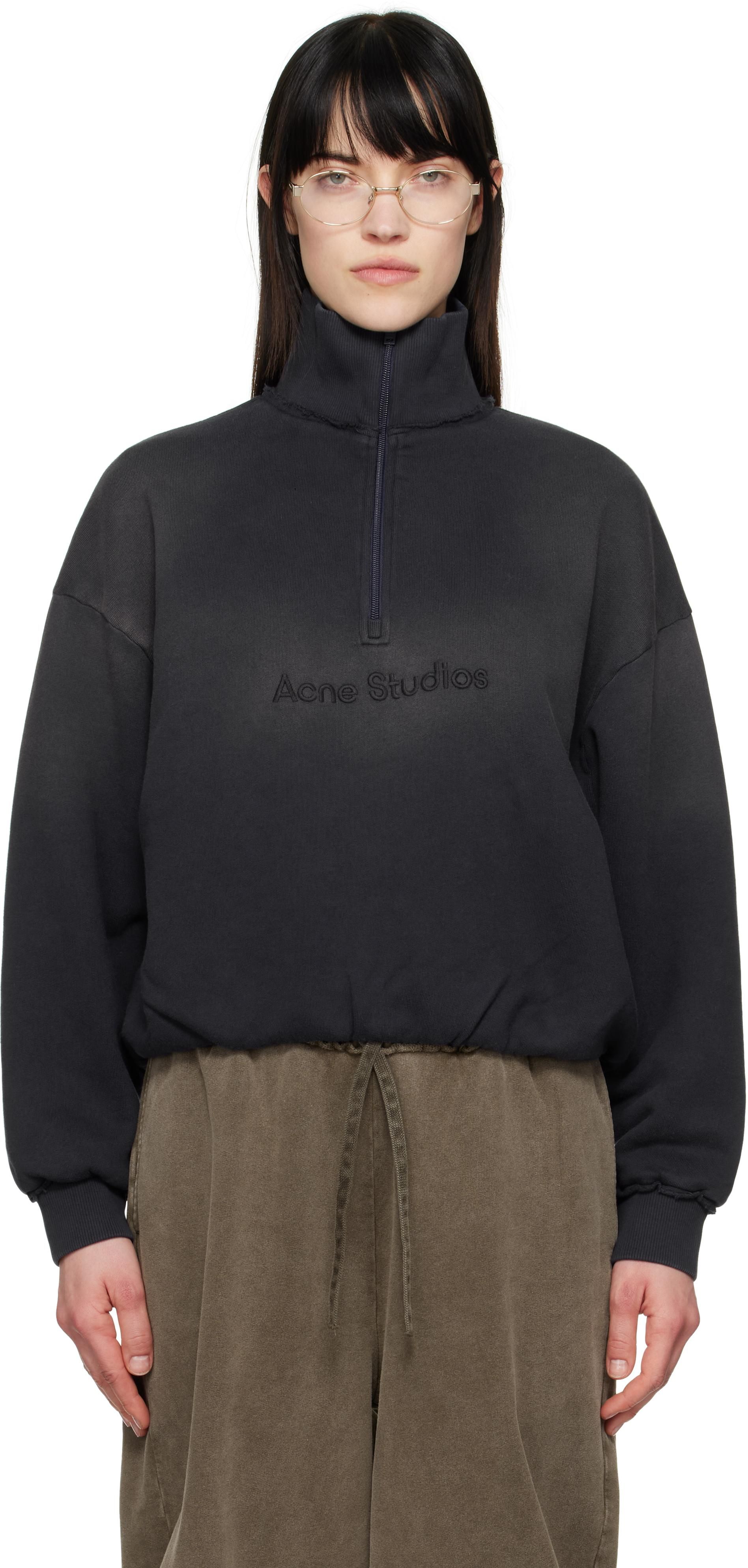 【mo】Acne studious ファネルネックコート　黒　32 Acne Studios アクネストゥディオズ ダブルフェイスウール