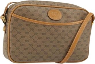 Gucci Pre-owned Cross Body Bags, female, Beige, Size: ONE SIZE Pre-owned Vintage Micro Small GG Canvas Shoulder Bag