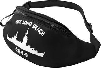 Generic Uss Long Beach Cgn-9 Bum Bag Waist Bag Adjustable Bumbags For Hiking Walking Ladies 14X35Cm