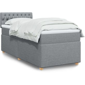 vidaXL Vidaxl - Cama Box Spring Con Colch&oacute;n Tela Gris Claro 90x190 Cm