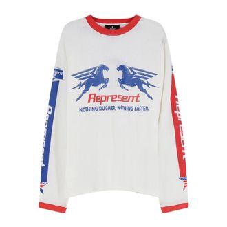 Represent Long Sleeve Tops, male, White, Size: XL Mesh Pegasus Long Sleeve T-shirt