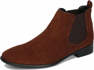 Generic Men Chelsea Boots Casual Suede Dress Boots Comfortable Oxfords Ankle Boots for Men,Brown,10 UK