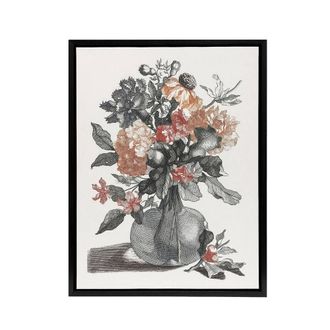 Artery8 Spring Flowers in a Vase Still Life Teyler Black Framed Canvas Art in White | Size: W24 x H32