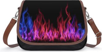 Generic Blue And Red Fire Flame Crossbody Bags for Women Shoulder Messenger Bag Purse Handbags