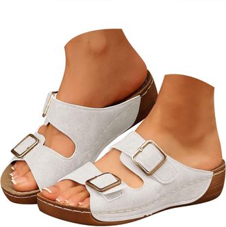 Generic Orthopedic Wedge Sandals for Women 2026 Comfortable Two Strappy Platform Sandals with Arch Support Flip Flops Slides Breathable Open Toe Wide Casual W