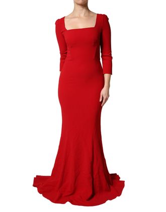 Dolce & Gabbana Womens Red Viscose Sheath Bodycon Mermaid Dress Acetate Elastane