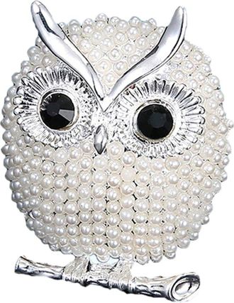 Bluelans Lovely Pearl Sitting Owl Brooch Pin Wedding Bridal Jewelry Xmas Gift