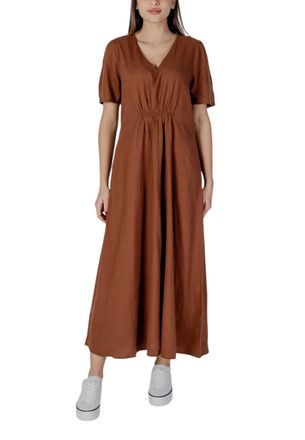 b.young V-hals Korte Mouw Maxi Jurk