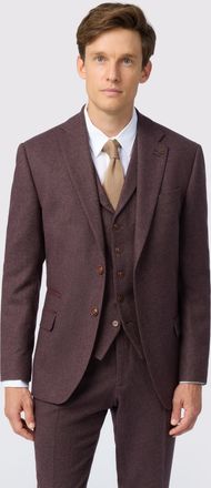 Antique Rogue Mens Mulberry Heringbone Tweed Jacket - Red - Size 40_chest_short