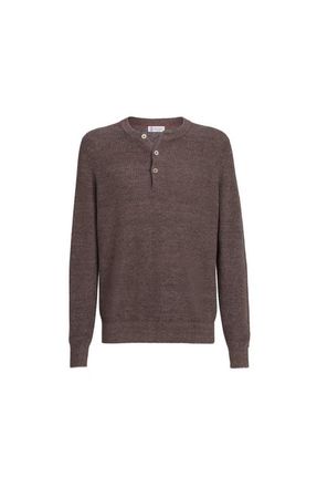 Brunello Cucinelli Sweater with Henley collar in Hazelnut at Nordstrom, Size 56 It