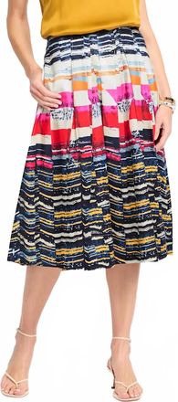 Nic+Zoe Rising Sun Skirt In Red Multi