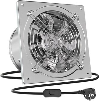 OEM Extractor De Aire De 250 Mm, Silencioso, De 1680 M&sup3;/h, Con Aspas De Retorno, Potente Ventilador De Pared Met&aacute;lico Con Enchufe Europeo Para Cocina, Gar