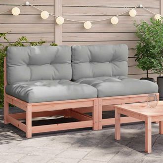 vidaXL Sof&aacute;s Jard&iacute;n Sin Reposabrazos Con Cojines 2 Uds Madera Douglas Vidaxl