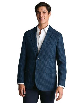 CHARLES TYRWHITT Wool Texture Twill Jacket in Indigo Blue at Nordstrom, Size 46