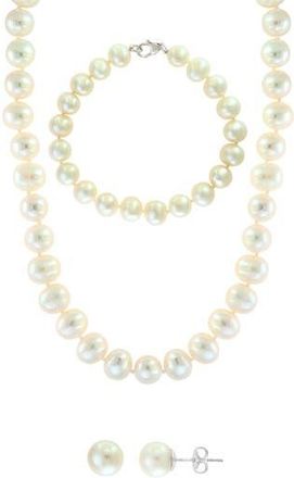 Effy Three-Piece Freshwater Pearl Necklace, Bracelet and Earrings Set in White at Nordstrom Rack