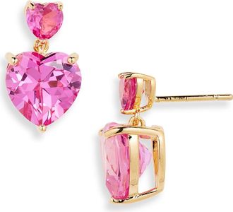 Judith Leiber Crystal Heart Drop Earrings in Pink at Nordstrom