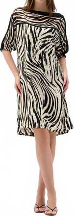 Joseph Ribkoff Woven Animal Print Straight Dress In Beige/multi