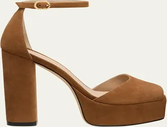Stuart Weitzman 110mm Sabrina Suede Platform Sandals
