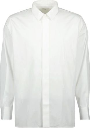 Saint Laurent Witte Katoenen Poplin Cassandre Overhemd - Heren - Zakelijke Overhemden - Wit - L - Katoen - Overhemden