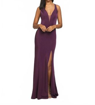 Allure Bridals Open Back Evening Dress In Plum