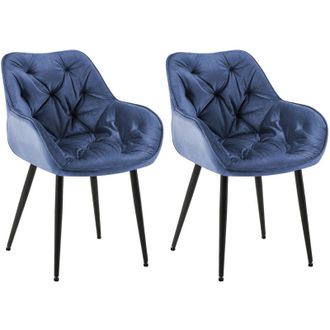 Clp Clp - Set De 2 Sillas De Comedor Tanna En Terciopelo Azul