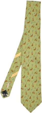 Ferragamo Pre-owned Accessories, male, Green, Size: ONE SIZE Pre-owned Silk Tie