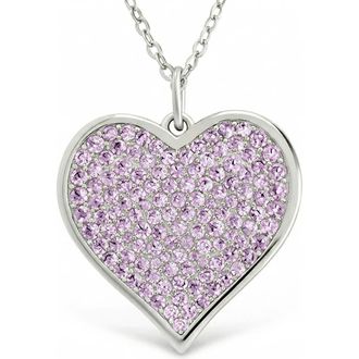 Sterling Forever Amethyst & Cubic Zirconia Heart Pendant Necklace in Silver at Nordstrom
