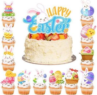 OEM Decoraciones De Pascua - Inboxxarty - Decoraciones De Pasteles Y Cupcakes - Multicolor - Mixto - 25 Piezas