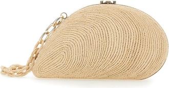 Jonathan Simkhai Simkhai Bridget Beige Shell-Shaped Clutch In Raffia Woman