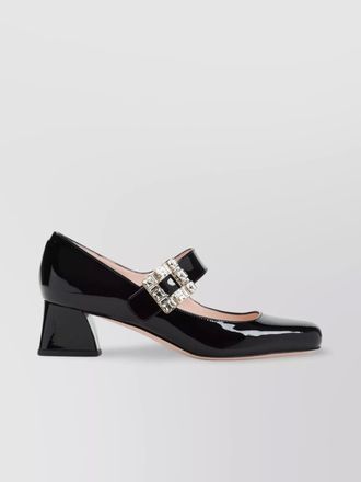 Roger Vivier leather crystal-embellished strap pumps