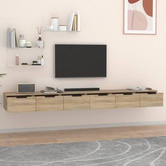 Berkfield Home Wall Cabinets 2 pcs Sonoma Oak 102x30x20 cm Engineered Wood in Light Oak | Size: 102 x 30 x 20 cm